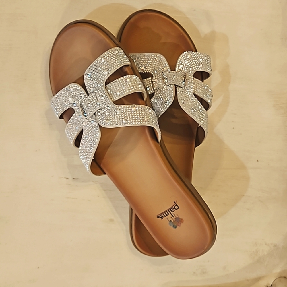 Womens rhinestone sandals, size 9
